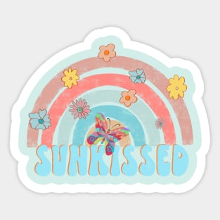 SUNKISSED, rainbow, pastel, summer, butterfly, flowers, floral, gift Sticker